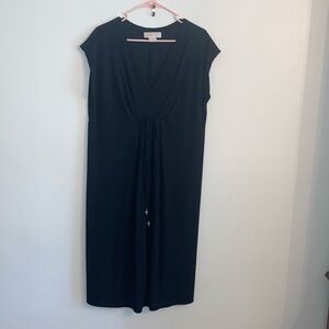 Michael Kors Women’s Plus Cap Sleeve Black V-neck MIDI Dress Size 1X